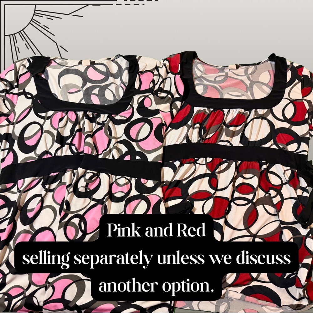 Dynamite Women's Circle Print Blouse - Red, Black, and White - Picture 2 of 6